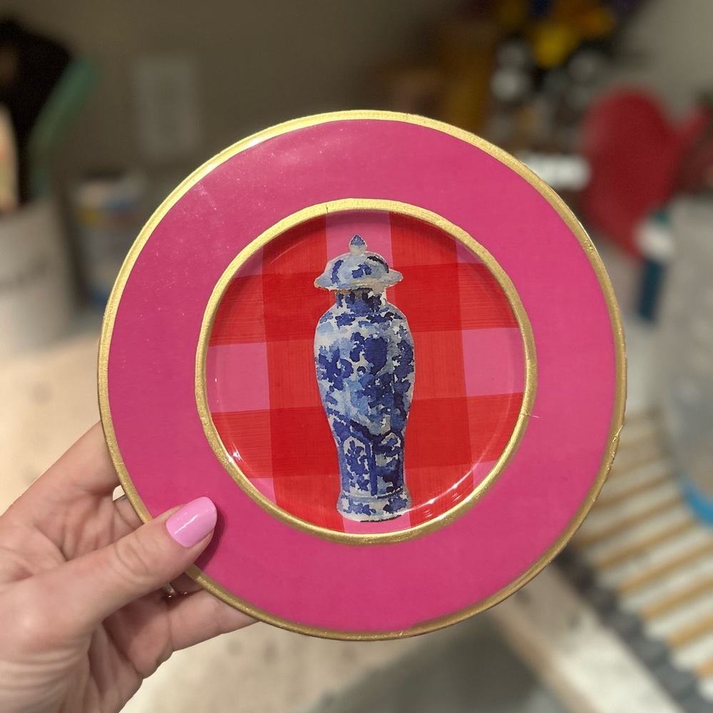 Pink and Gold Decorative Plate